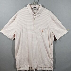 Polo Golf Ralph Lauren Polo‎ Shirt Mens Extra Large White Orange Striped Golf TG